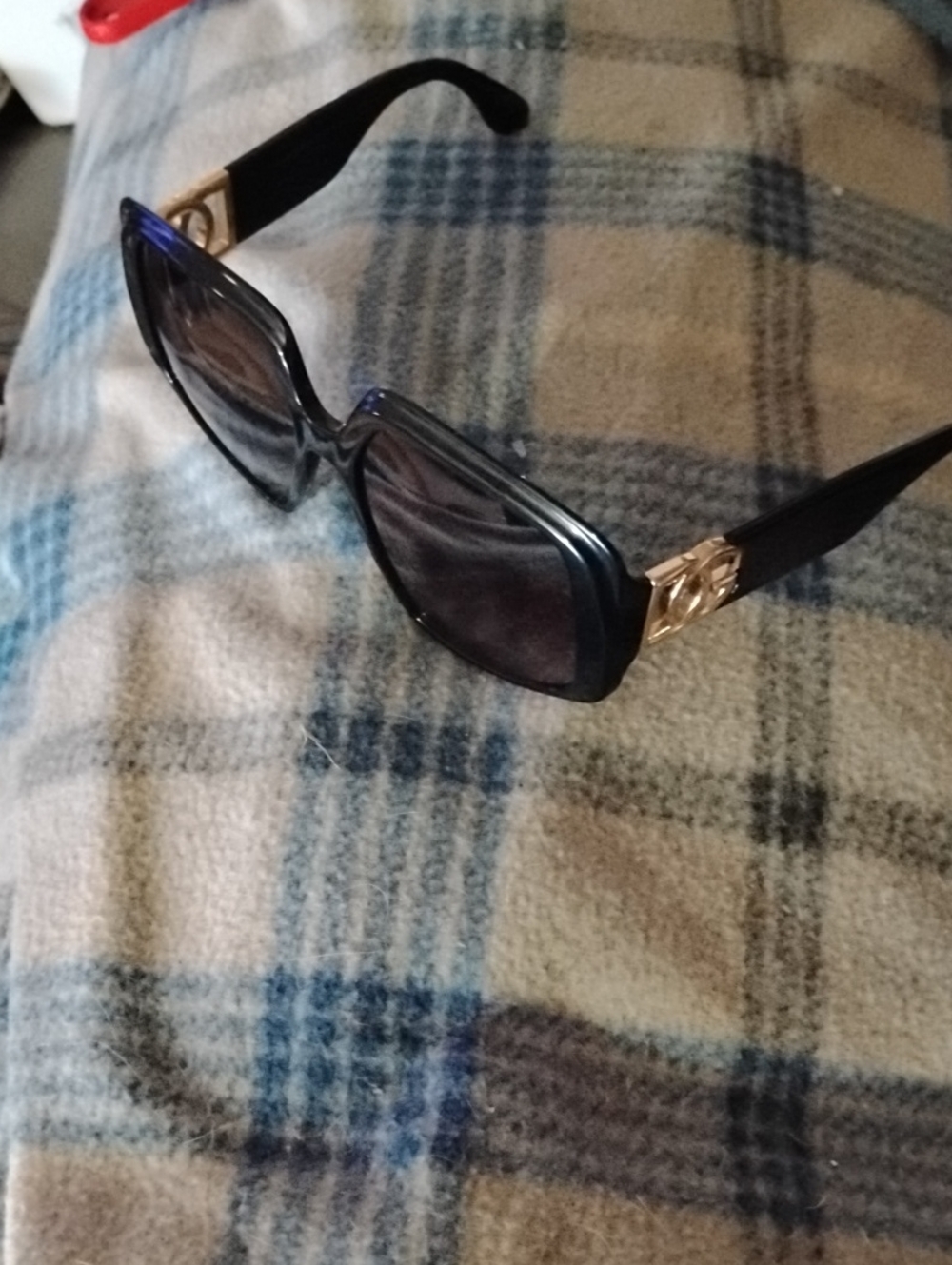 Dolce & Gabbana Black Sunglasses with Gold Logo Accents
